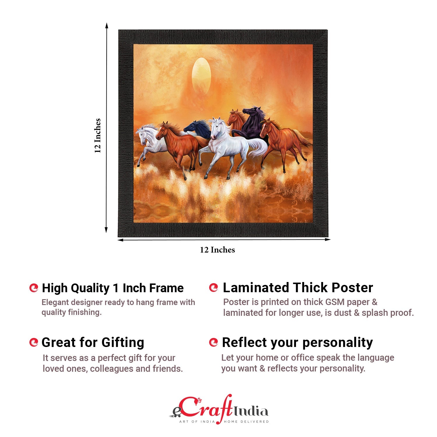Seven Running Horses Painting Digital Printed Animal Wall Art Kafalo