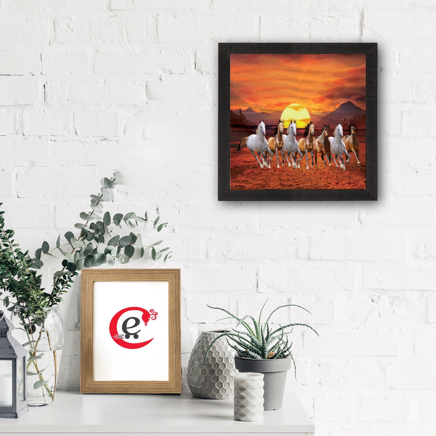 Seven Running Horses Painting Digital Printed Animal Wall Art Kafalo
