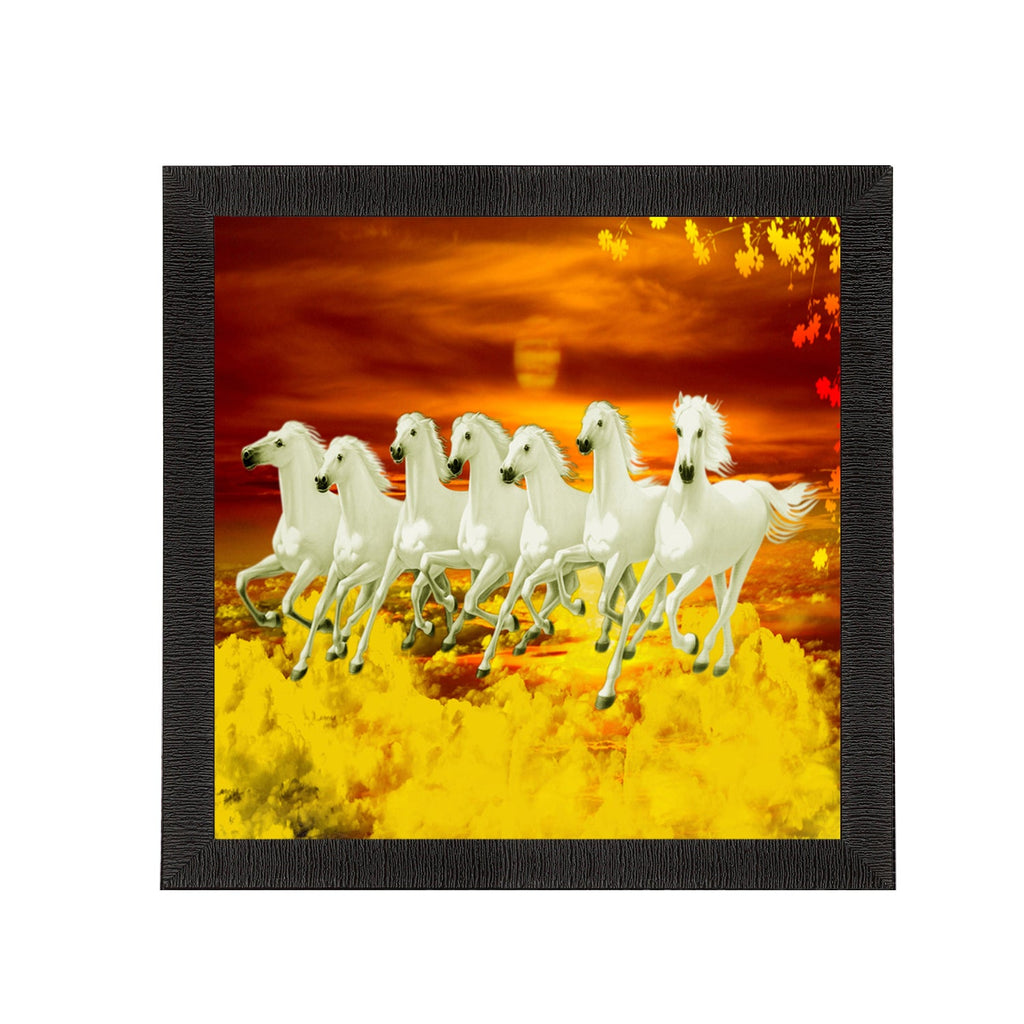 Seven White Running Horses Painting Digital Printed Animal Wall Art Kafalo