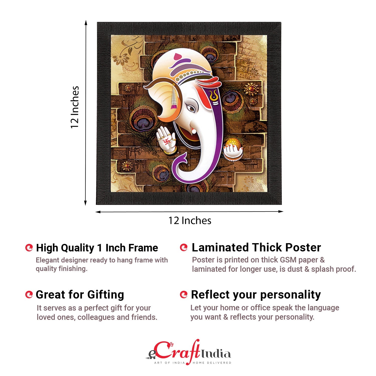Lord Ganesha Satin Matt Texture UV Art Painting Kafalo