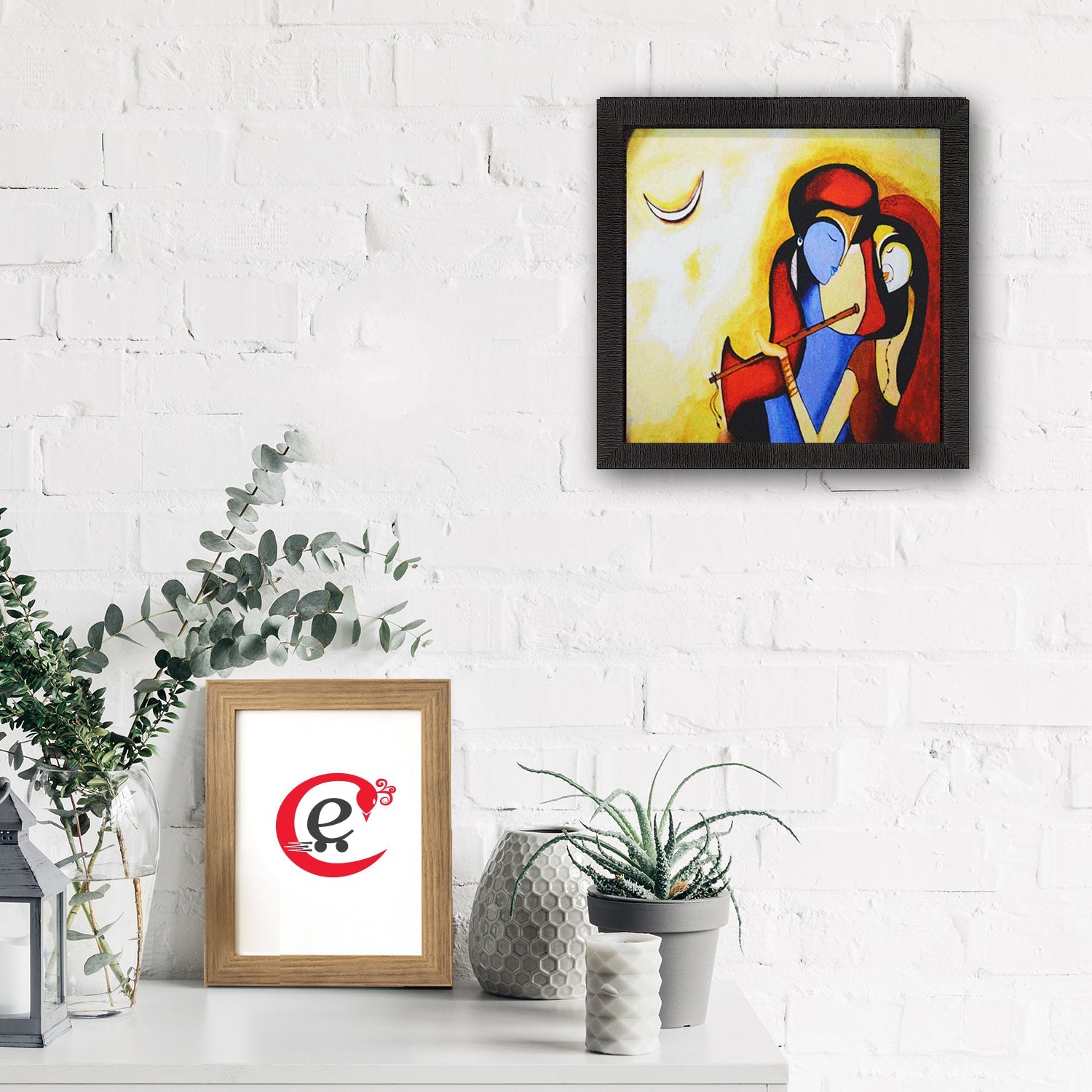 Radha Krishna Painting Digital Printed Religious Wall Art Kafalo