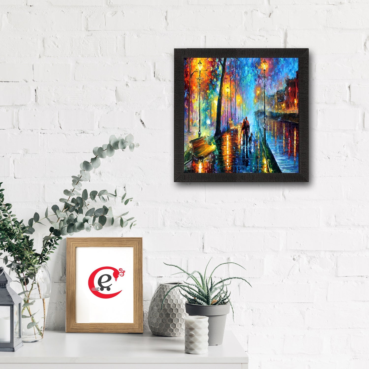 Couple during Rain View Satin Matt Texture UV Art Painting Kafalo
