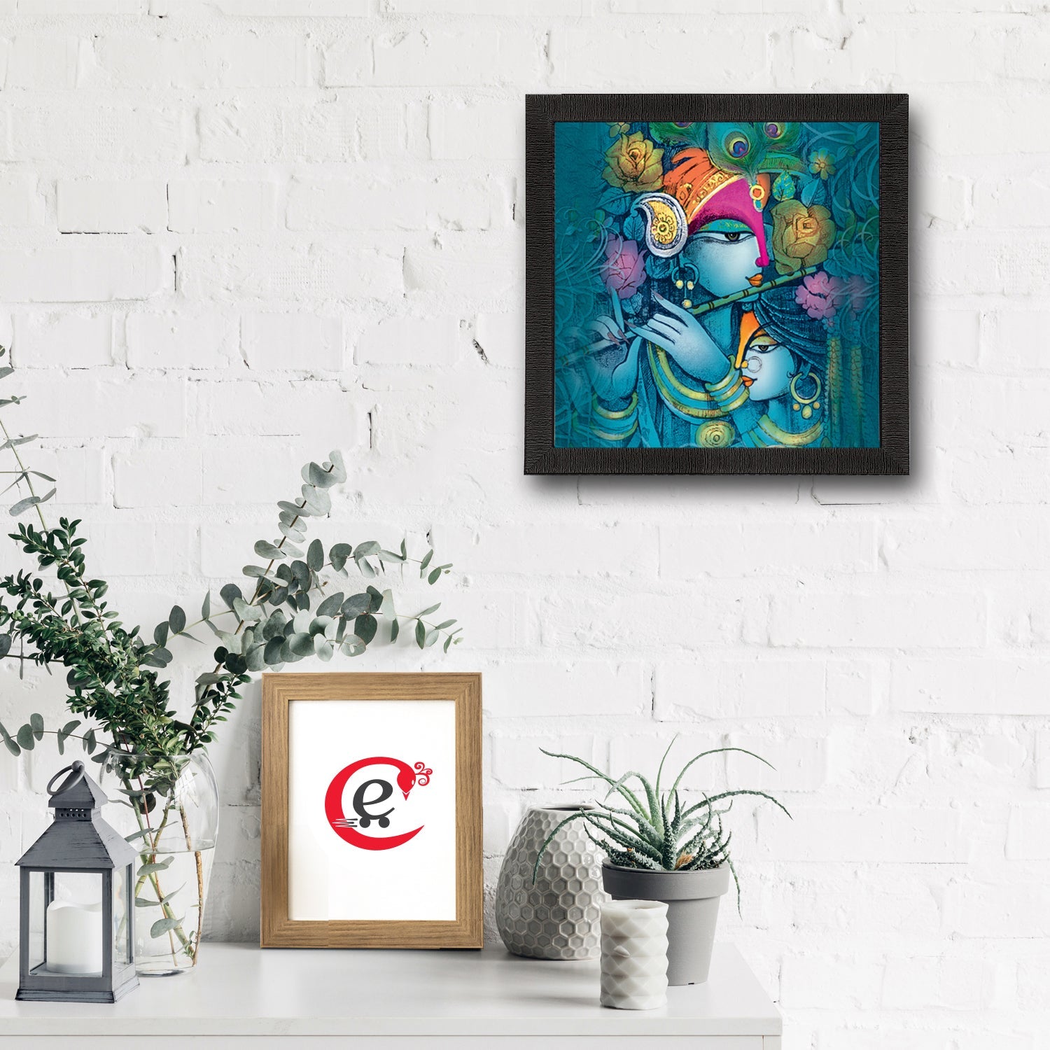 Radha Krishna Painting Digital Printed Religious Wall Art Kafalo
