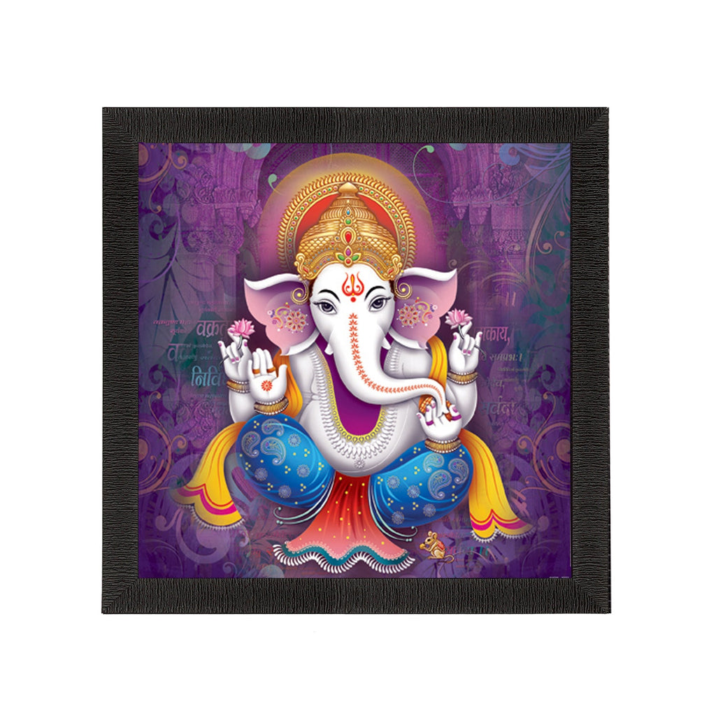 Chaturbhuj Ganesha Wall Painting With Vakratunda Mahakaya Shloka Digital Printed Religious Art Kafalo