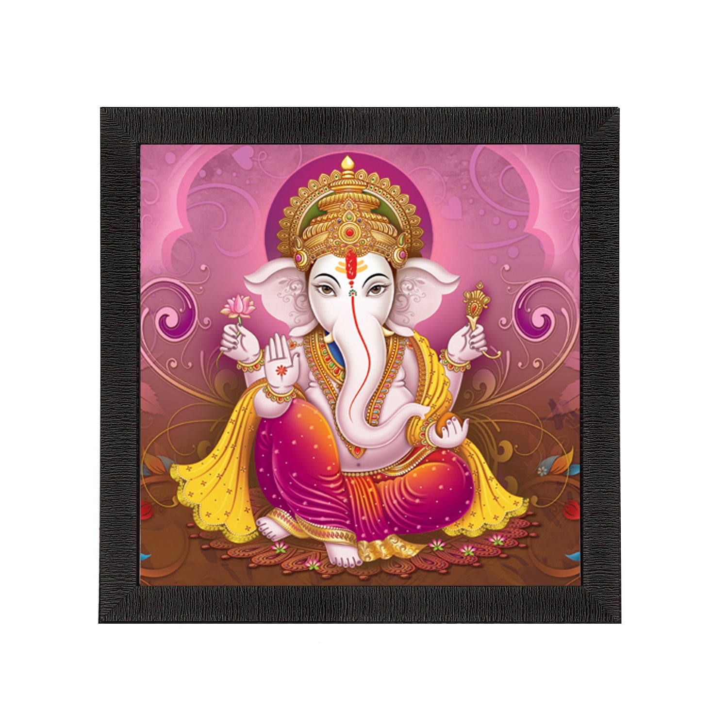 Chaturbhuj Lord Ganesha Painting Digital Printed Religious Wall Art Kafalo
