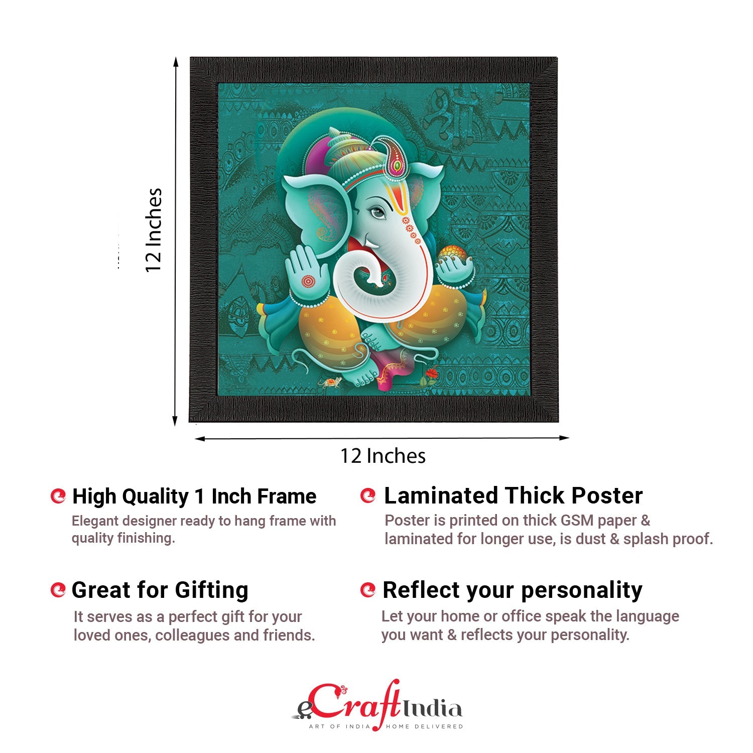 Lord Ganesha Satin Matt Texture UV Art Painting Kafalo