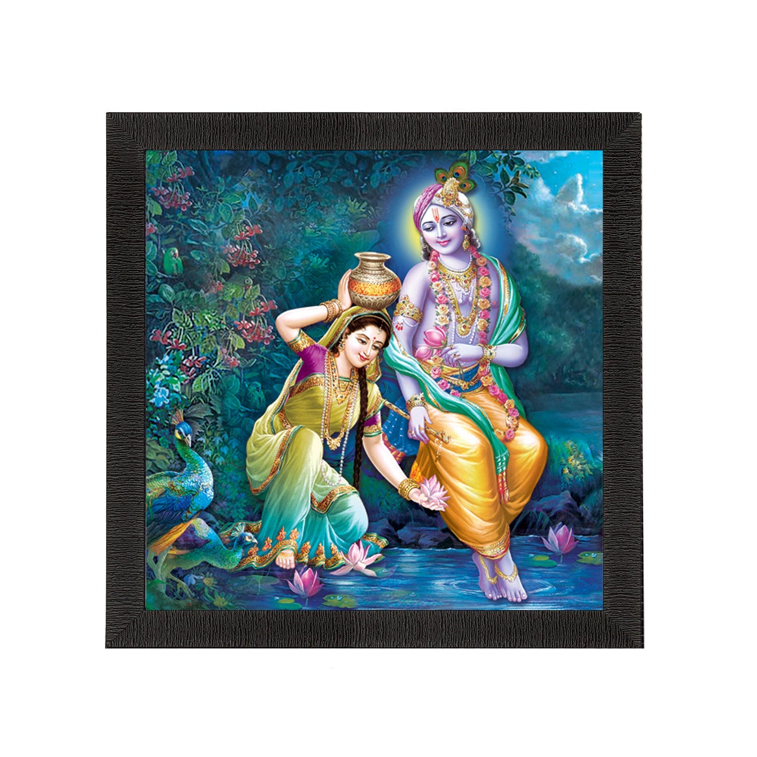 Radha Krishna Satin Matt Texture UV Art Painting Kafalo