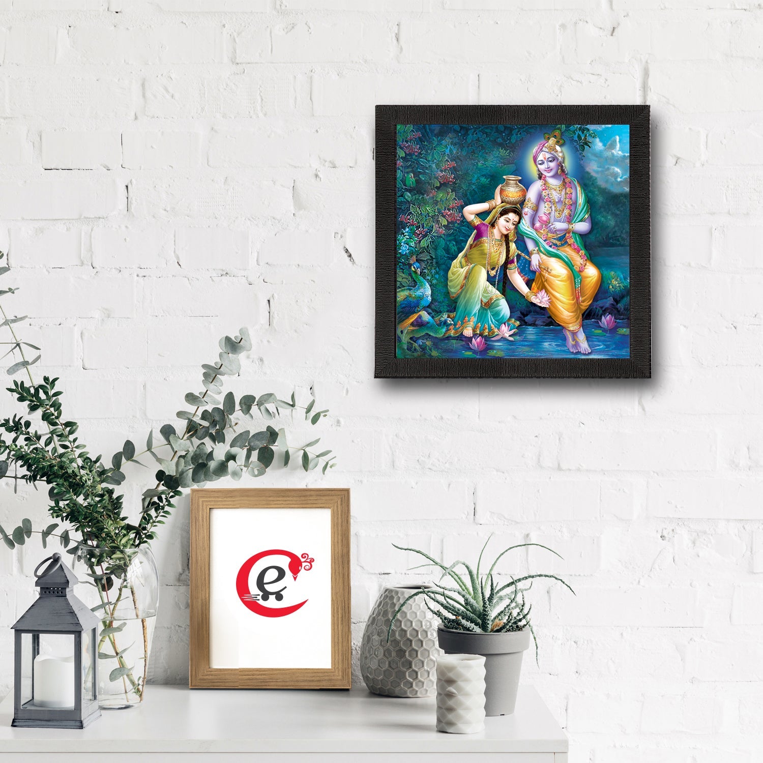 Radha Krishna Satin Matt Texture UV Art Painting Kafalo