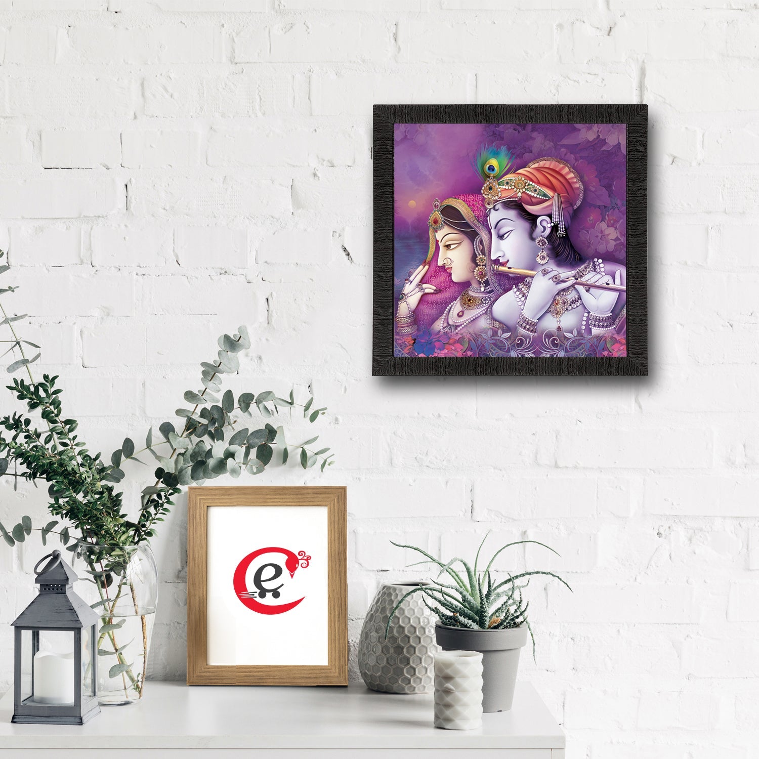 Radha Krishna Painting Digital Printed Religious Wall Art Kafalo