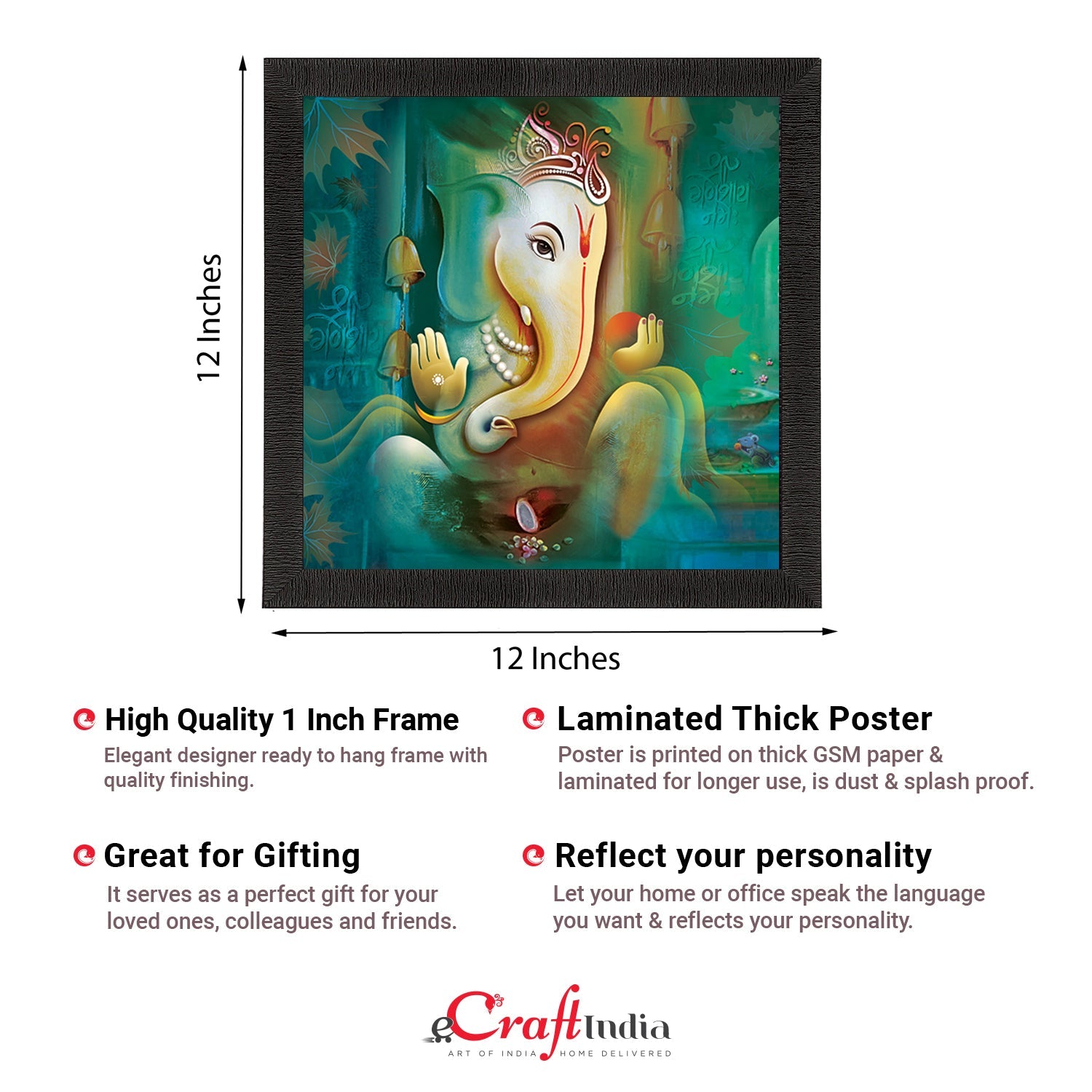 Lord Ganesha Satin Matt Texture UV Art Painting Kafalo
