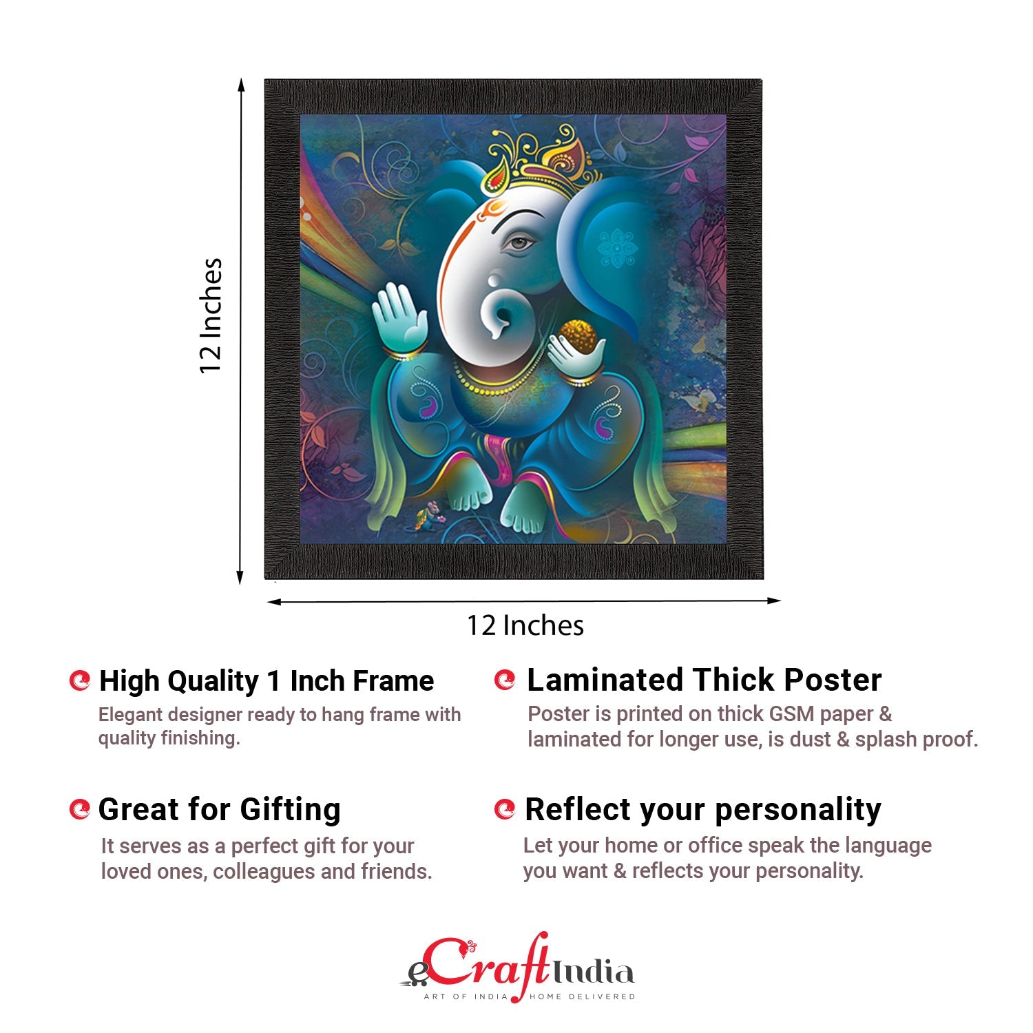 Lord Ganesha Satin Matt Texture UV Art Painting Kafalo