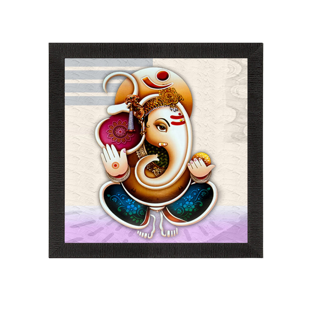 Beautiful Om Ganesha Painting Digital Printed Framed Religious Wall Art Kafalo