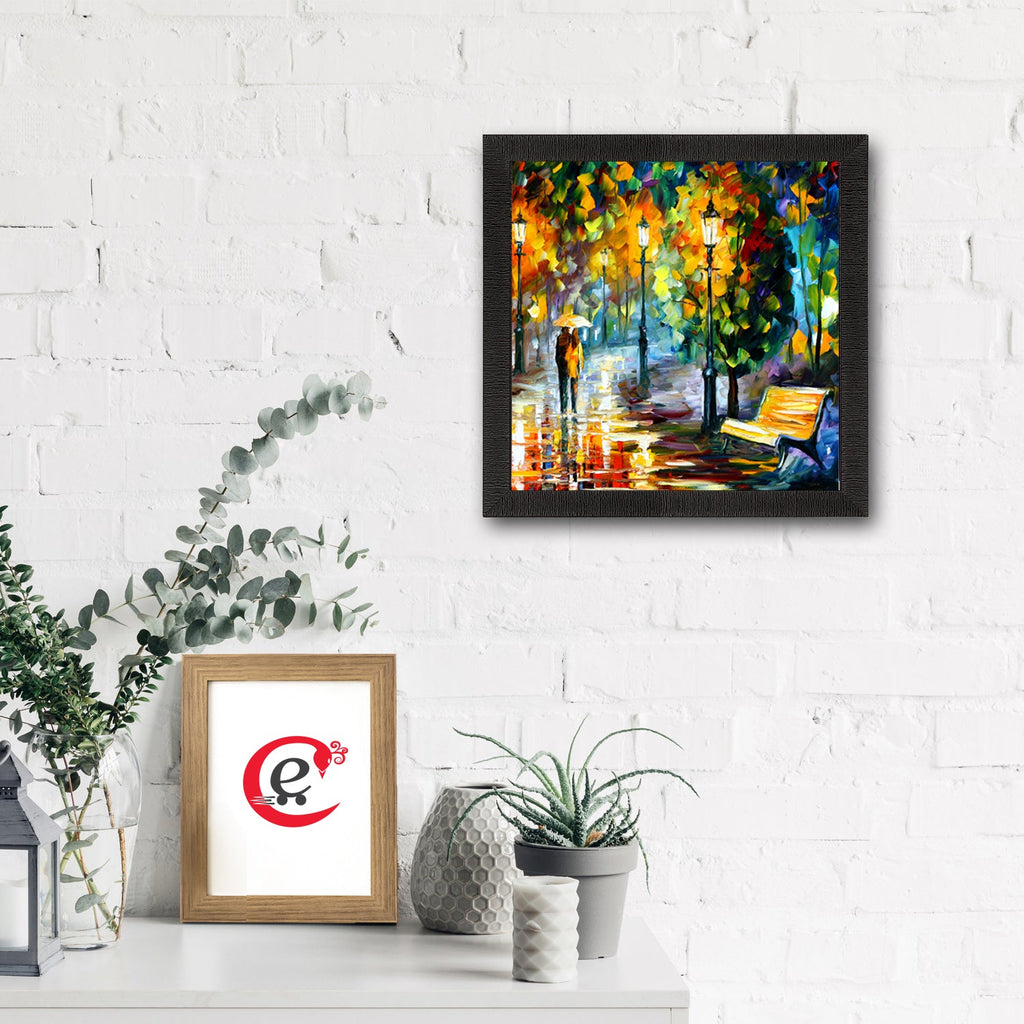 Couple during Rain View Satin Matt Texture UV Art Painting Kafalo
