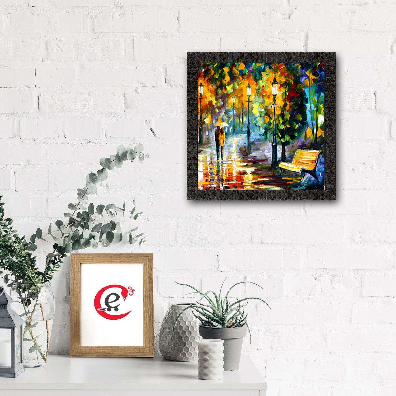 Couple during Rain View Satin Matt Texture UV Art Painting Kafalo