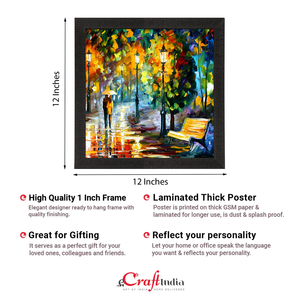 Couple during Rain View Satin Matt Texture UV Art Painting Kafalo