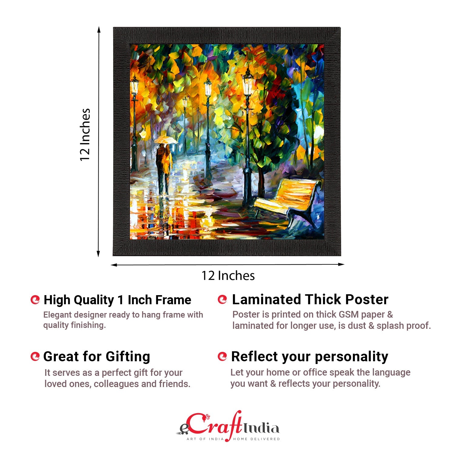 Couple during Rain View Satin Matt Texture UV Art Painting Kafalo