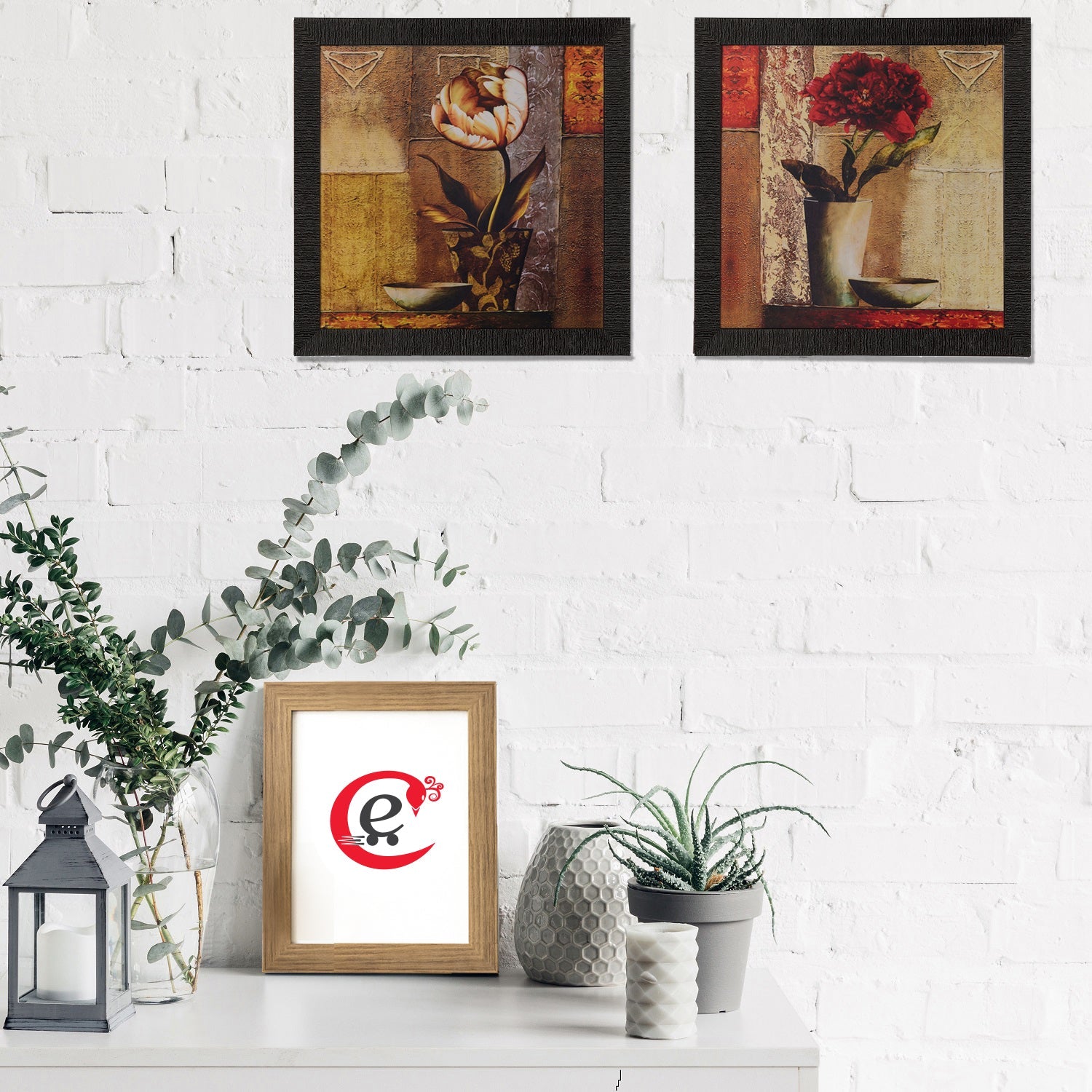 Set of 2 Floral Satin Matt Texture UV Art Painting Kafalo