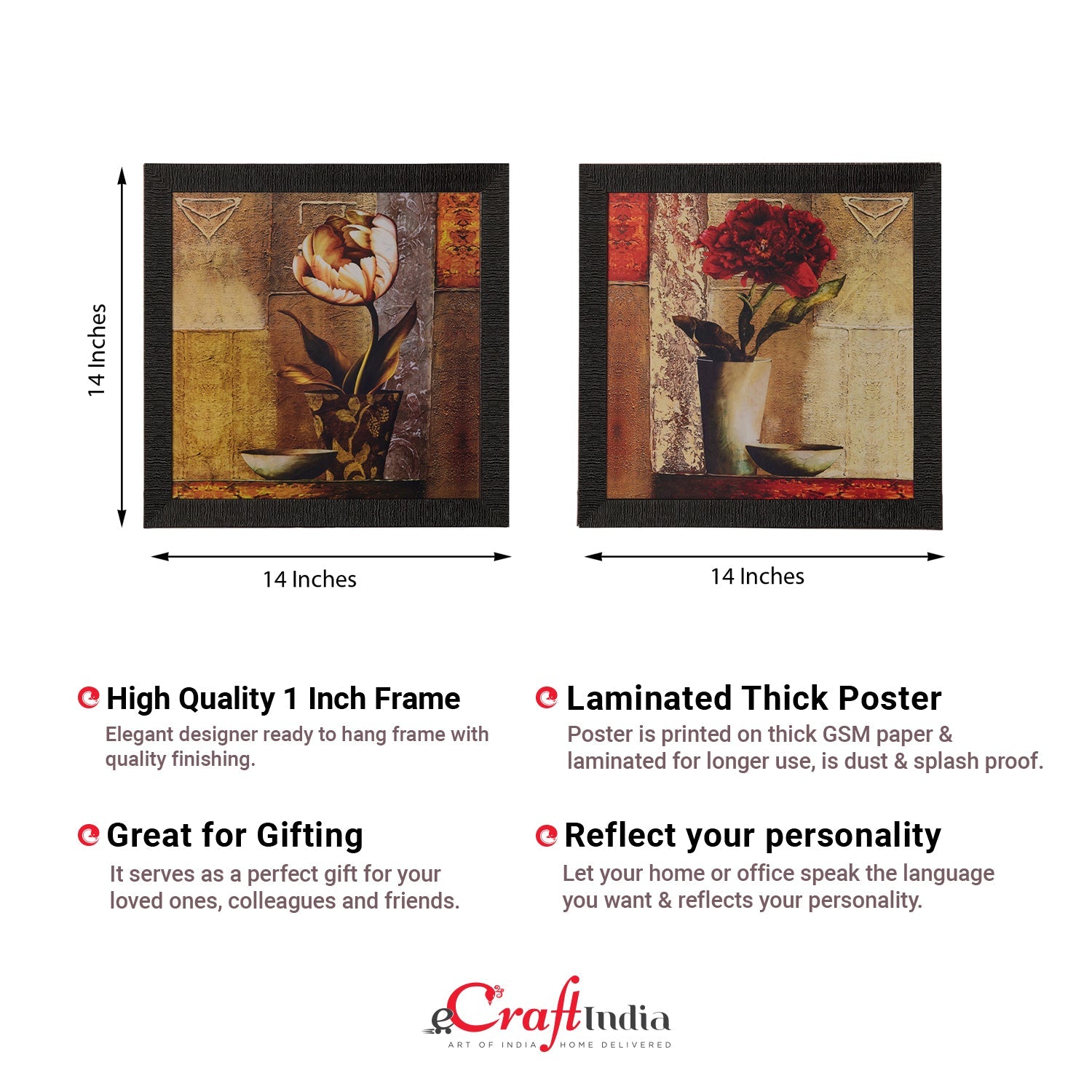 Set of 2 Floral Satin Matt Texture UV Art Painting Kafalo