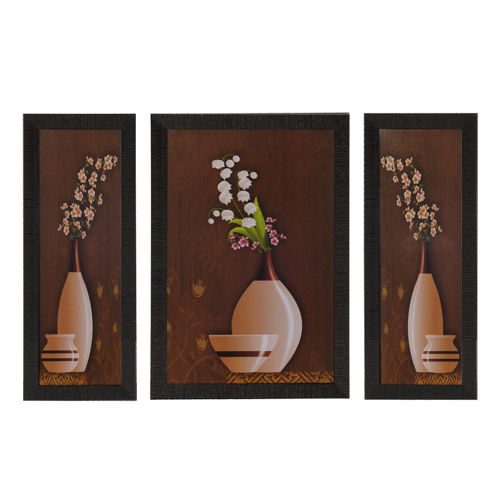 Set of 3 Floral Pot Satin Matt Texture UV Art Painting Kafalo