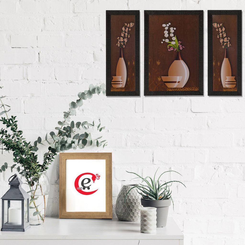 Set of 3 Floral Pot Satin Matt Texture UV Art Painting Kafalo