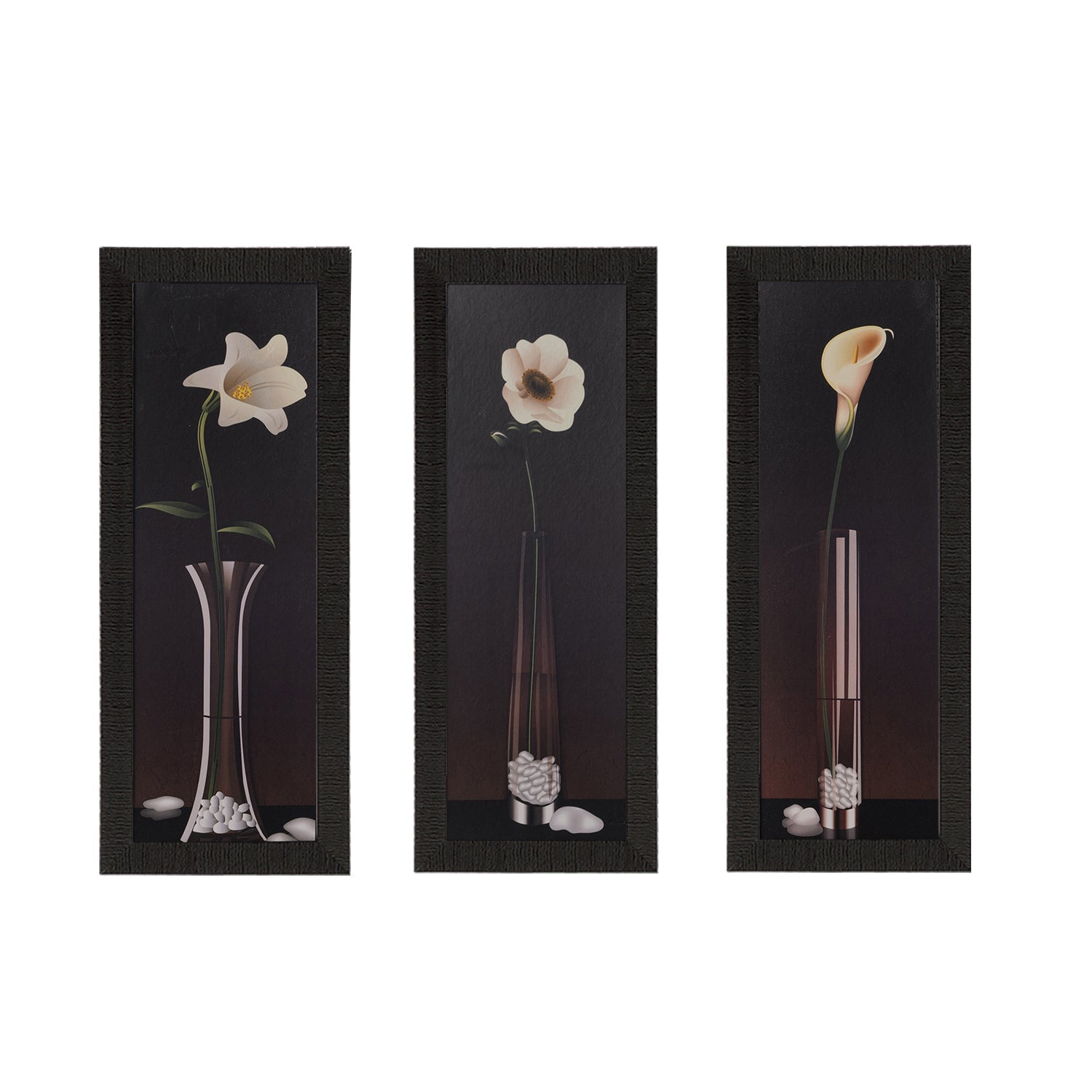 Set of 3 Floral Satin Matt Texture UV Art Painting Kafalo