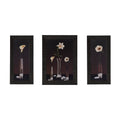 Set of 3 Floral Glass Pot Satin Matt Texture UV Art Painting Kafalo