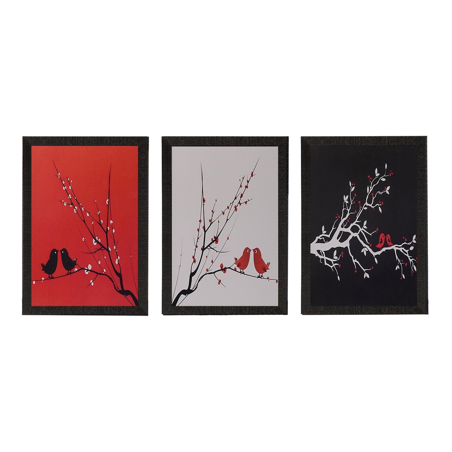 Set of 3 Abstract Tree View Satin Matt Texture UV Art Painting Kafalo