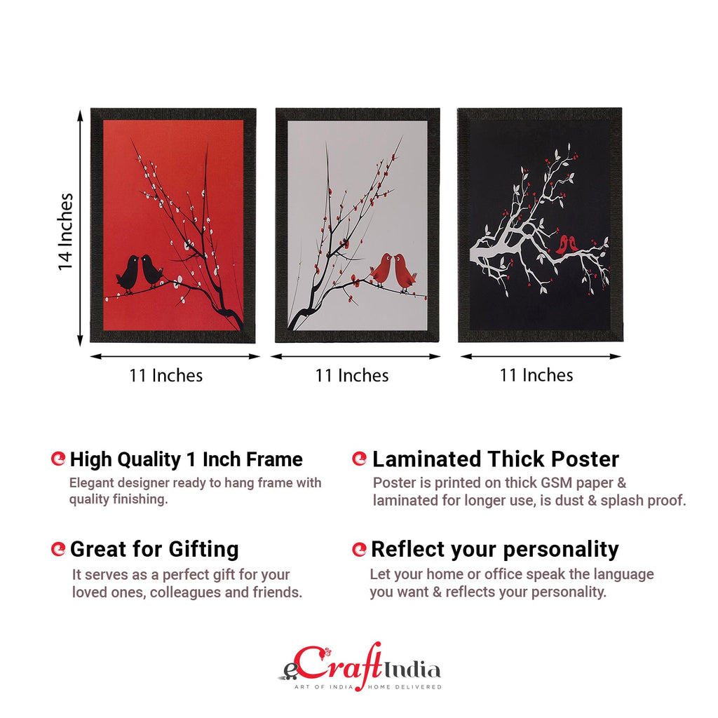 Set of 3 Abstract Tree View Satin Matt Texture UV Art Painting Kafalo