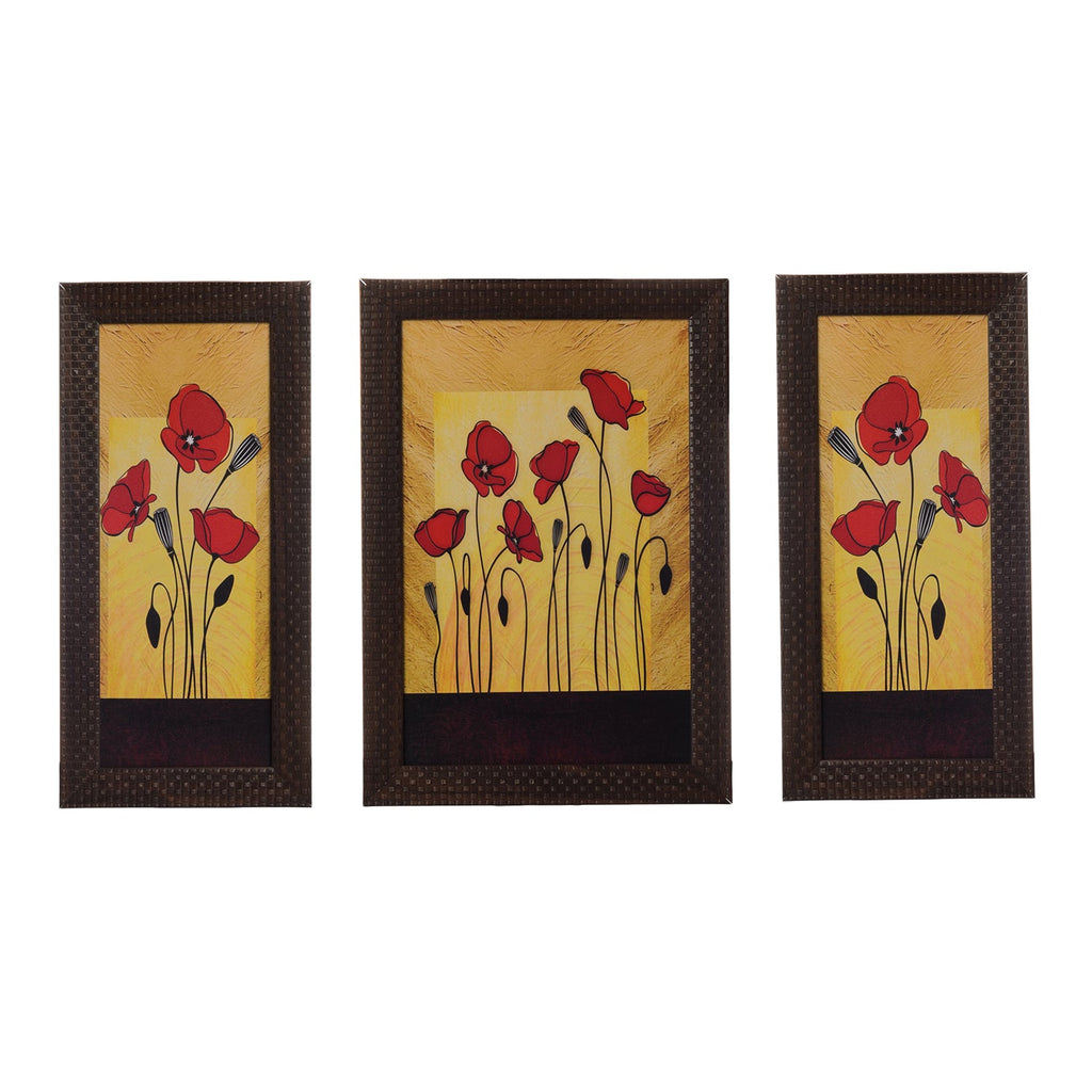 Set of 3 Floral Satin Matt Texture UV Art Painting Kafalo