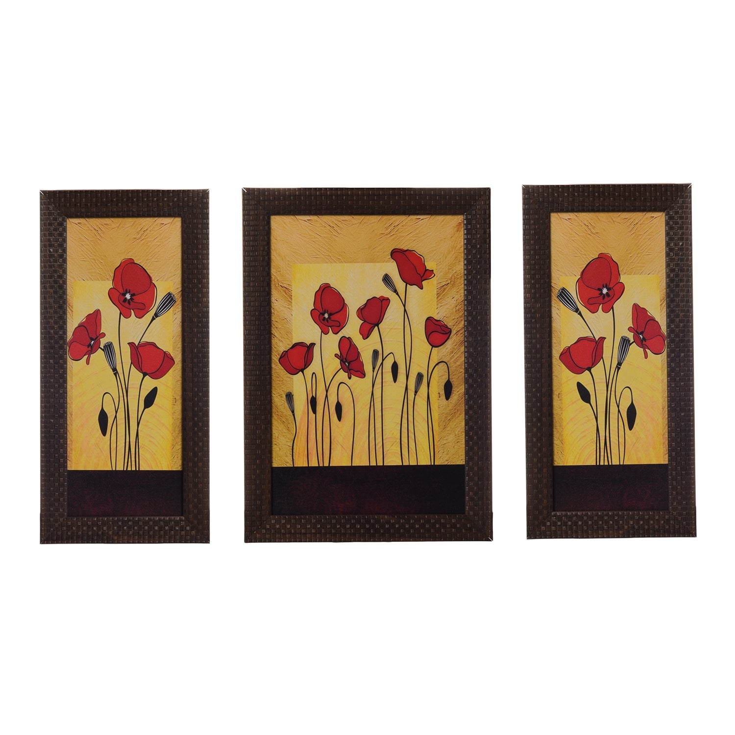Set of 3 Floral Satin Matt Texture UV Art Painting Kafalo