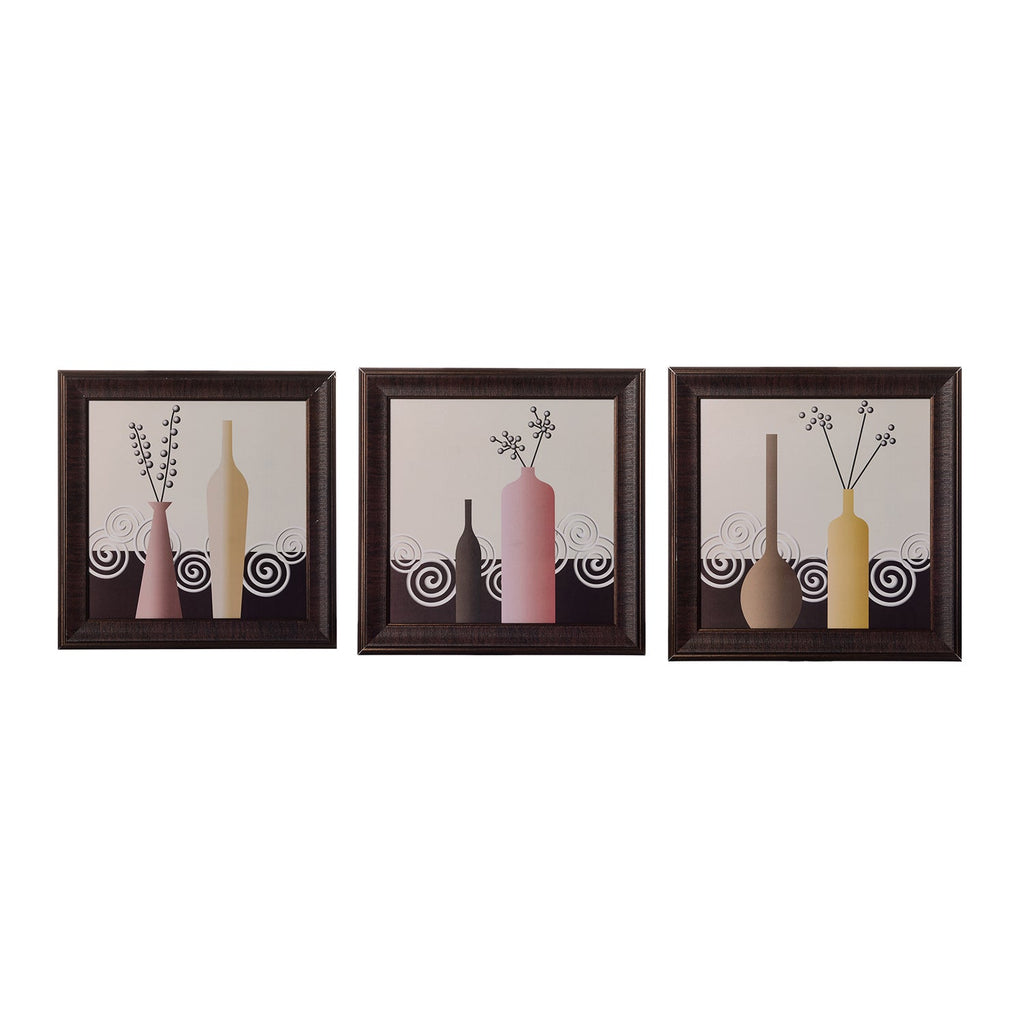 Set of 3 Floral Pot Satin Matt Texture UV Art Painting Kafalo