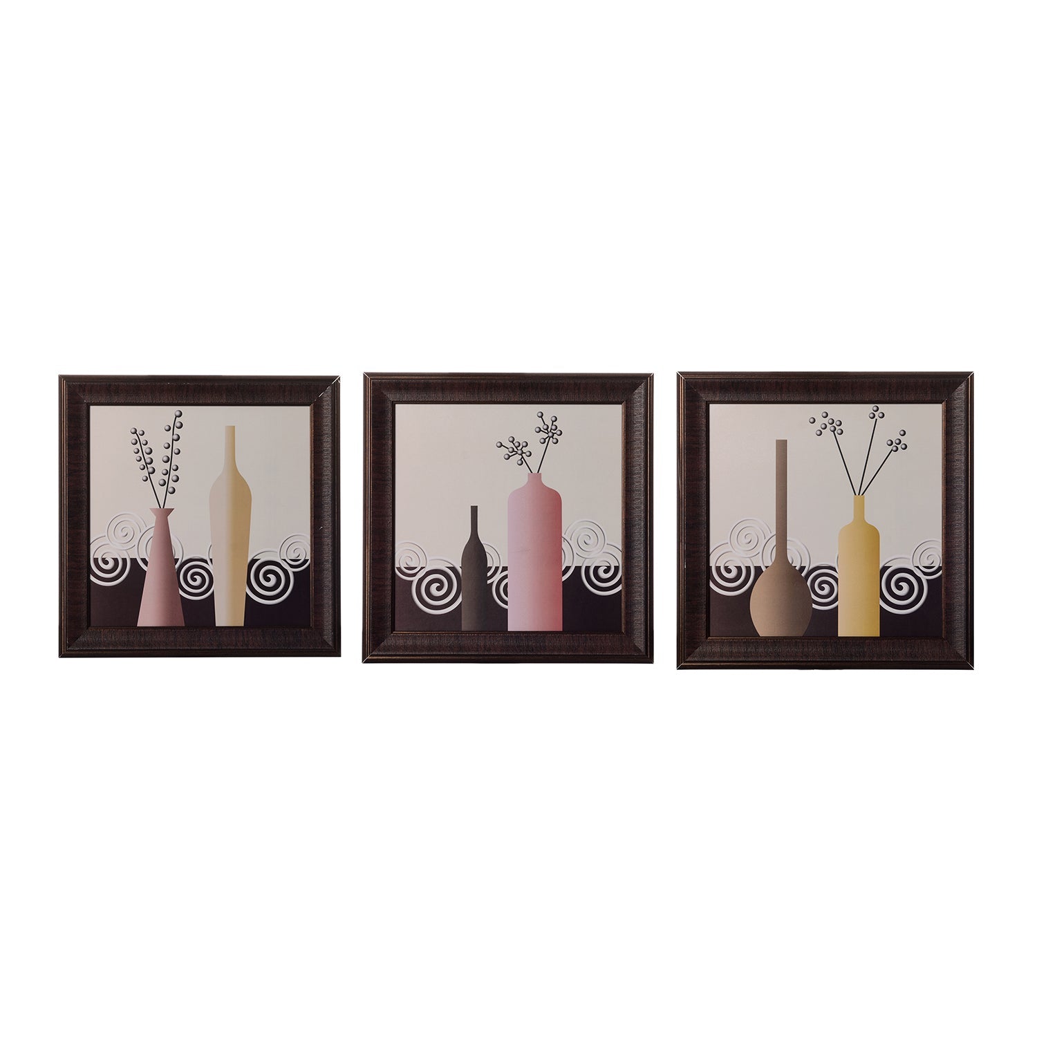 Set of 3 Floral Pot Satin Matt Texture UV Art Painting Kafalo