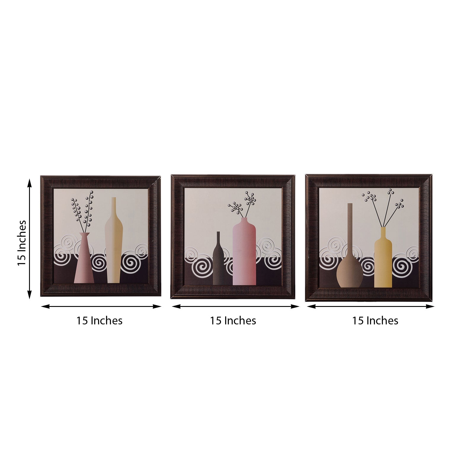 Set of 3 Floral Pot Satin Matt Texture UV Art Painting Kafalo
