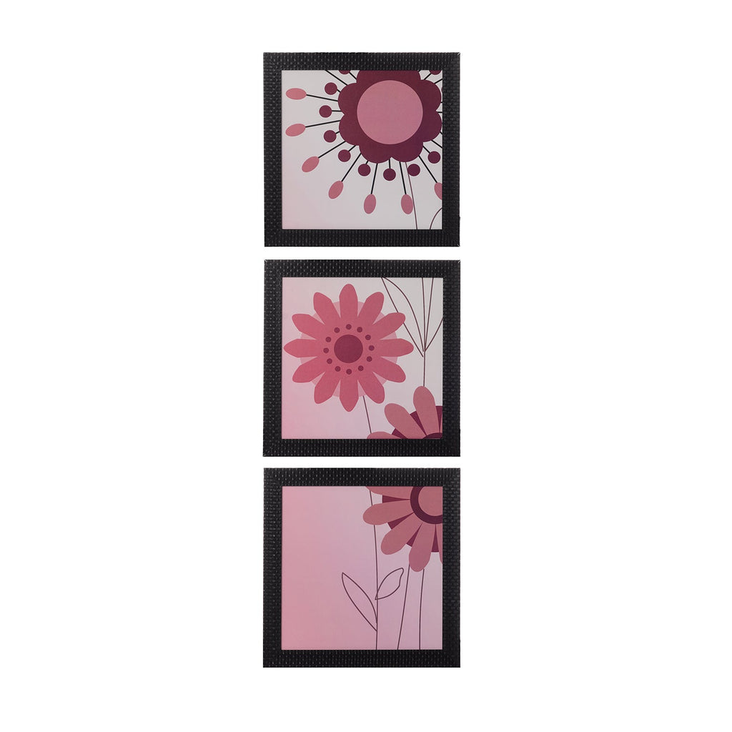 Set of 3 Floral Satin Matt Texture UV Art Painting Kafalo