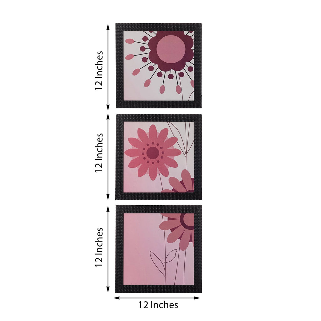 Set of 3 Floral Satin Matt Texture UV Art Painting Kafalo