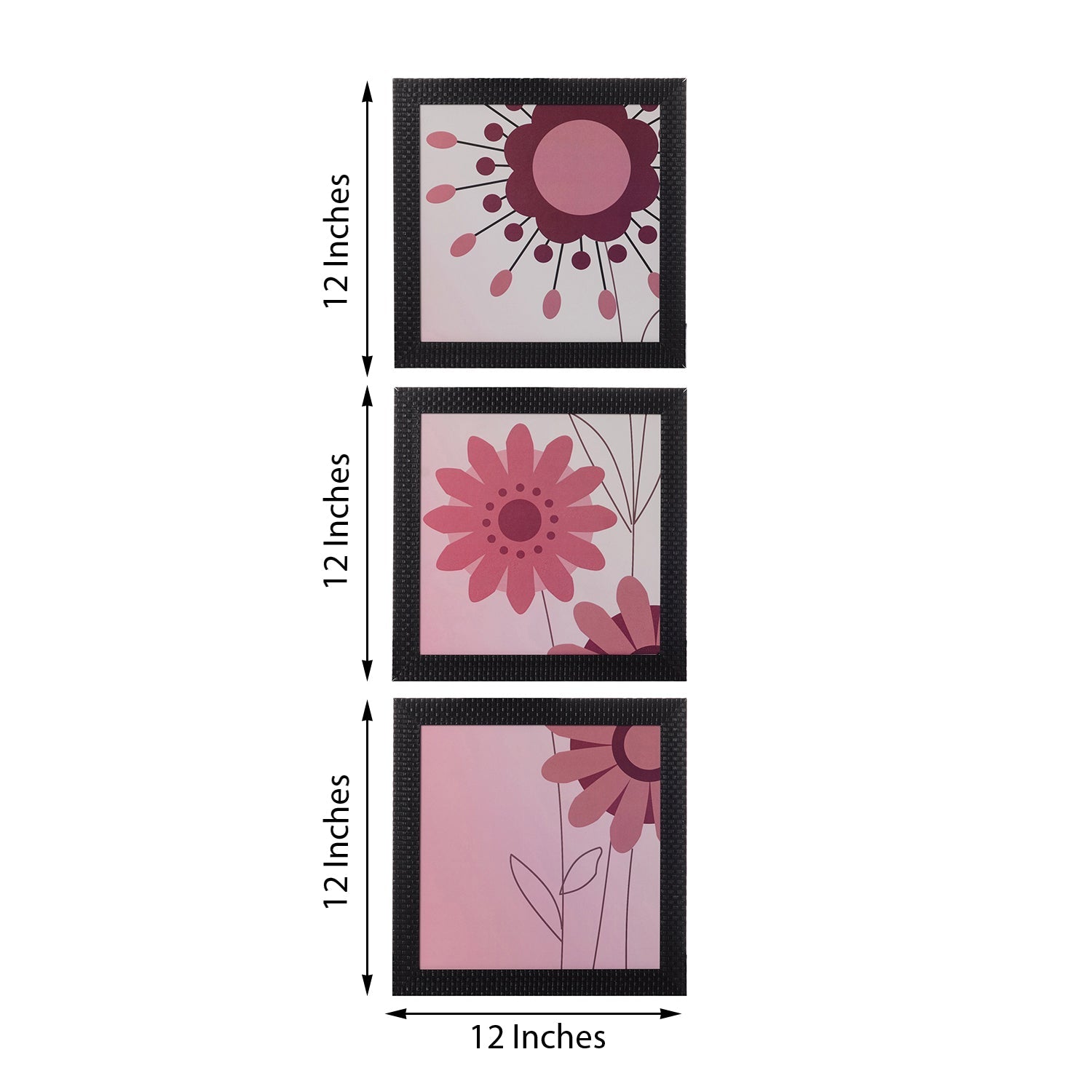 Set of 3 Floral Satin Matt Texture UV Art Painting Kafalo