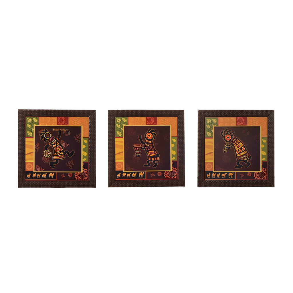 Set of 3 Tribal Lady Satin Matt Texture UV Art Painting Kafalo