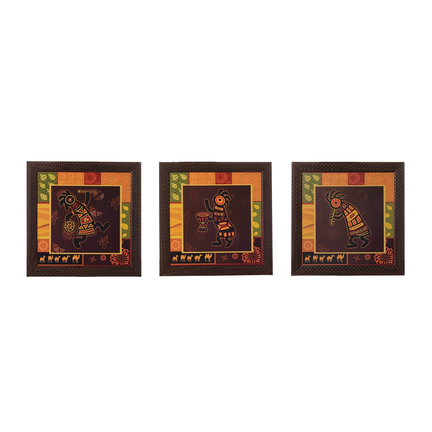 Set of 3 Tribal Lady Satin Matt Texture UV Art Painting Kafalo
