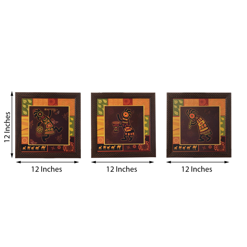 Set of 3 Tribal Lady Satin Matt Texture UV Art Painting Kafalo
