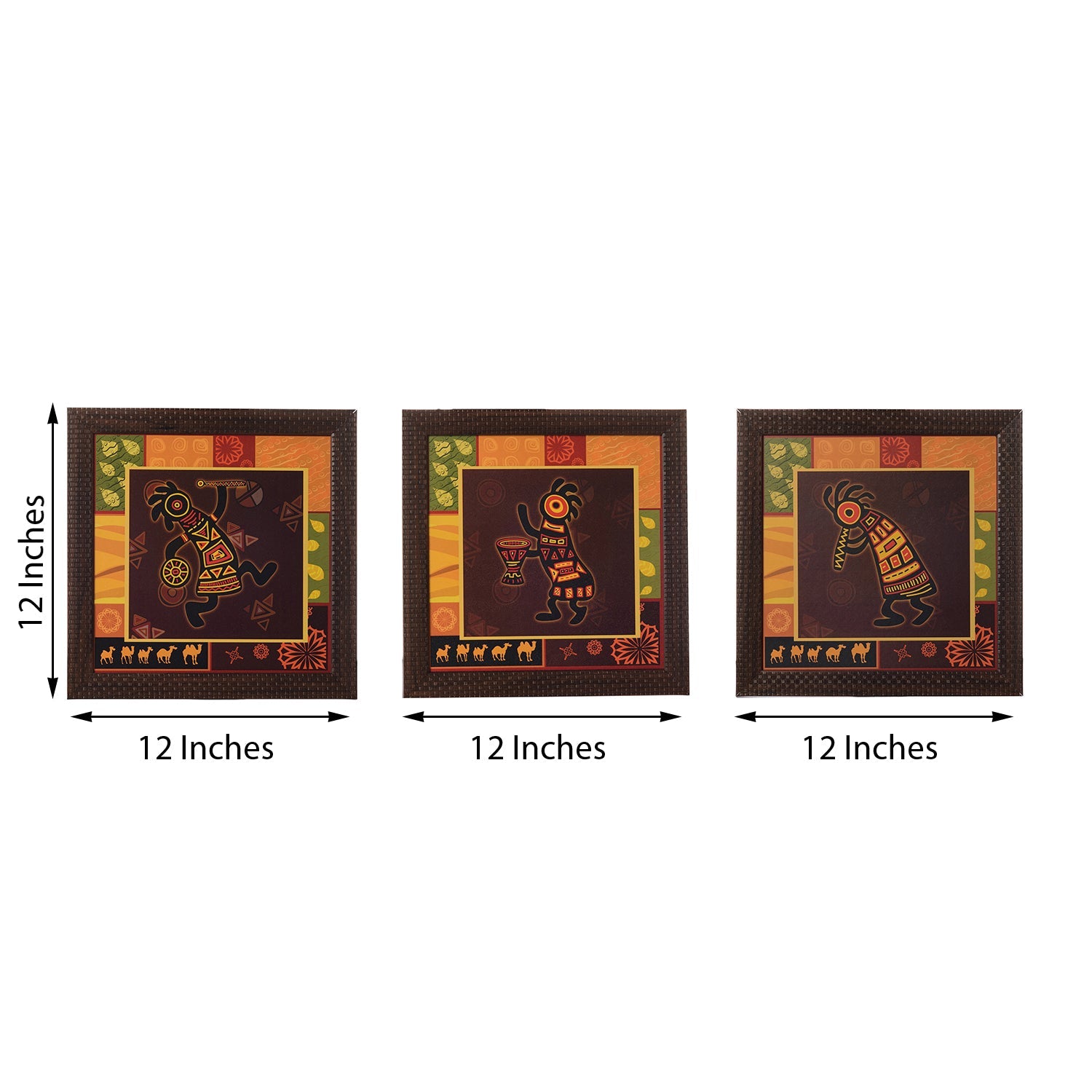Set of 3 Tribal Lady Satin Matt Texture UV Art Painting Kafalo