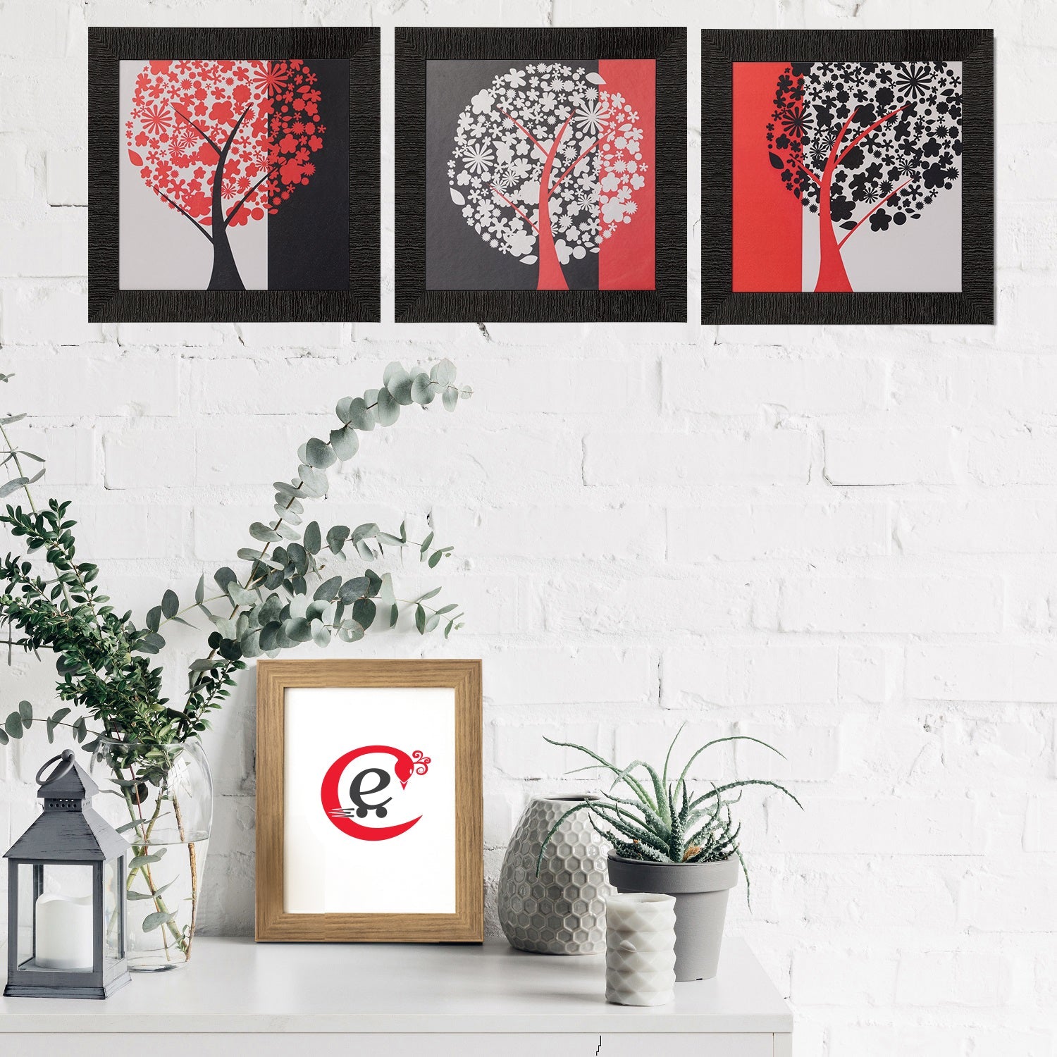 Set of 3 Tree View Satin Matt Texture UV Art Painting Kafalo