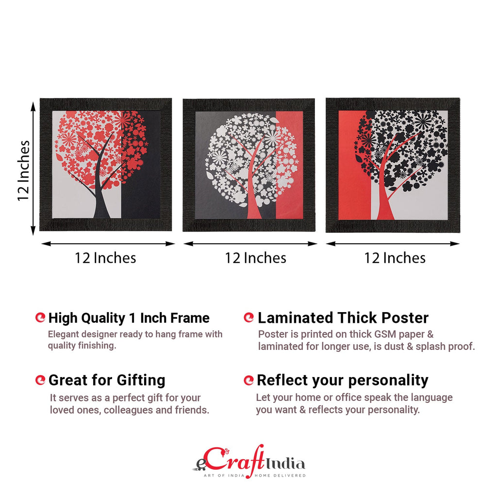 Set of 3 Tree View Satin Matt Texture UV Art Painting Kafalo
