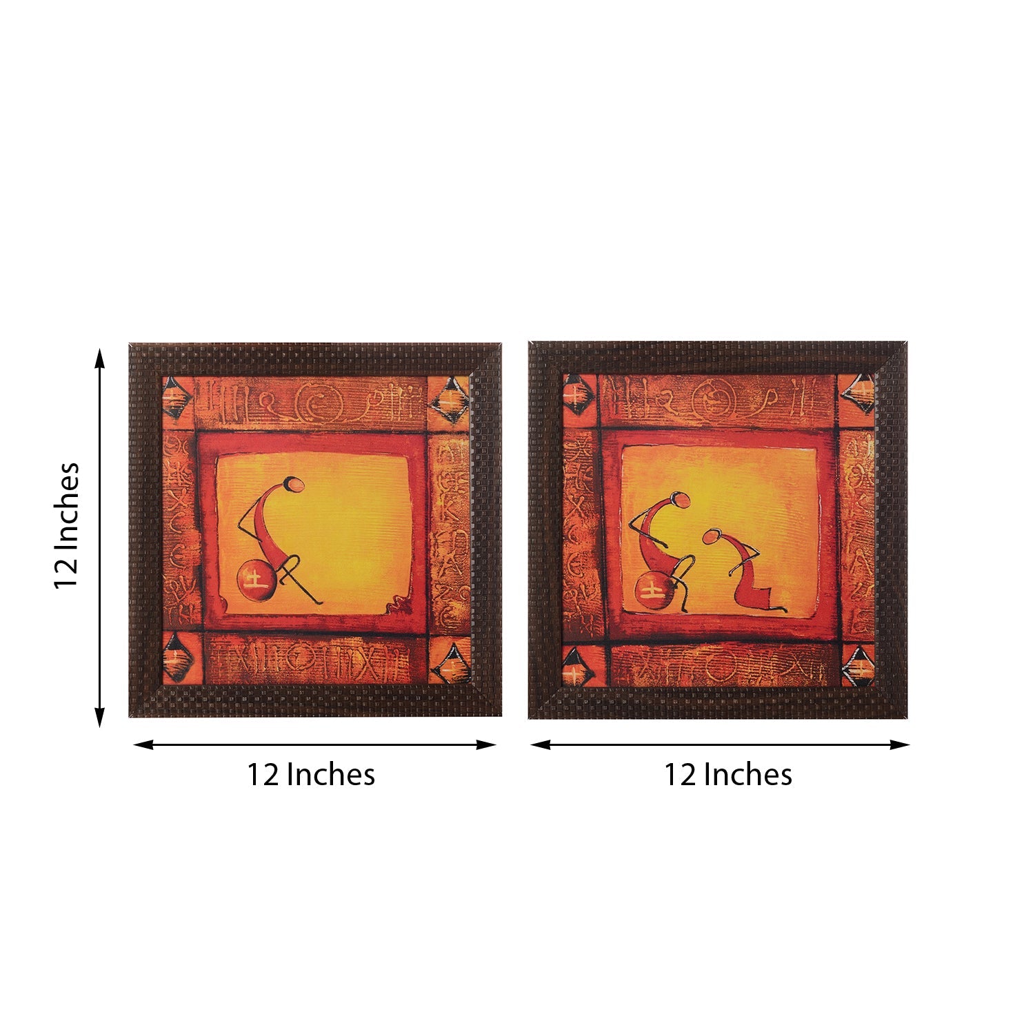 Set of 2 Abstract Tribals Satin Matt Texture UV Art Painting Kafalo