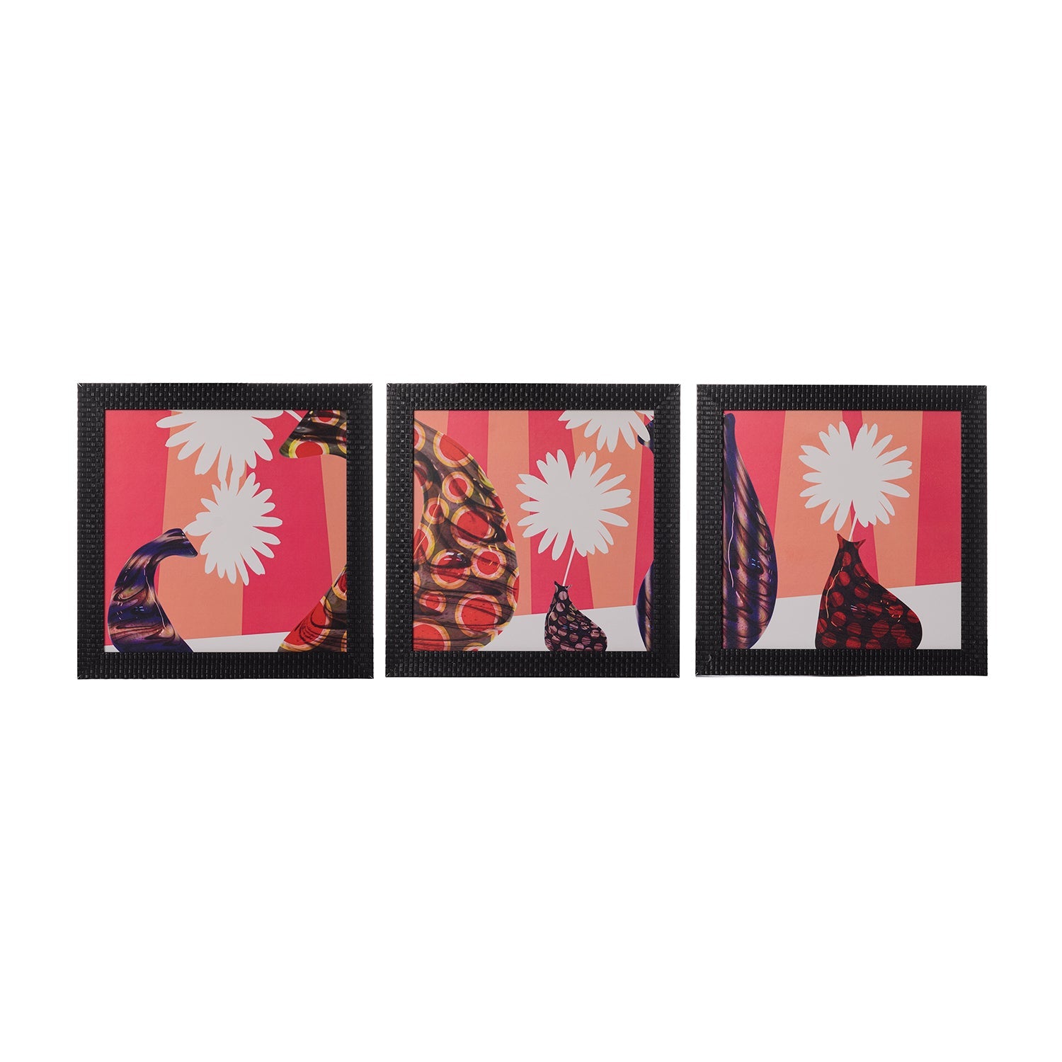 Set of 3 Abstract Pots Satin Matt Texture UV Art Painting Kafalo