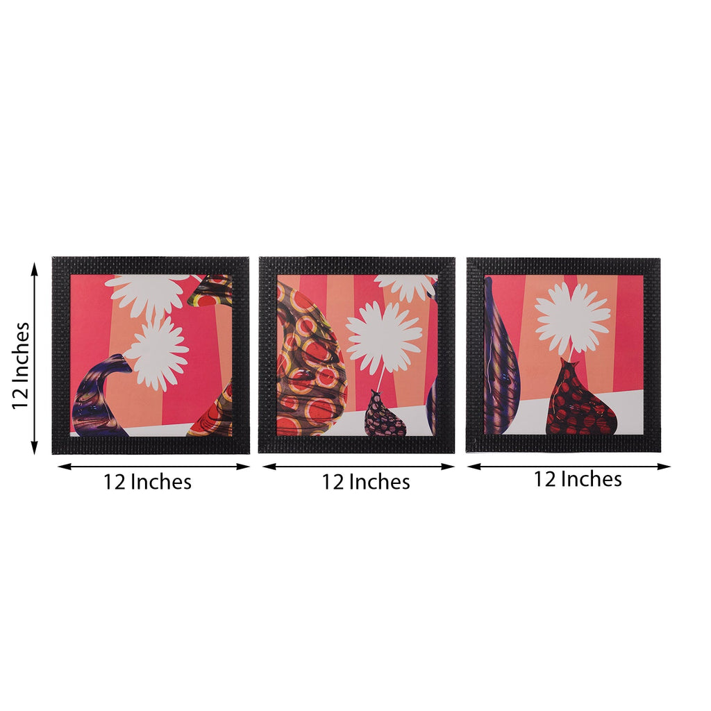 Set of 3 Abstract Pots Satin Matt Texture UV Art Painting Kafalo