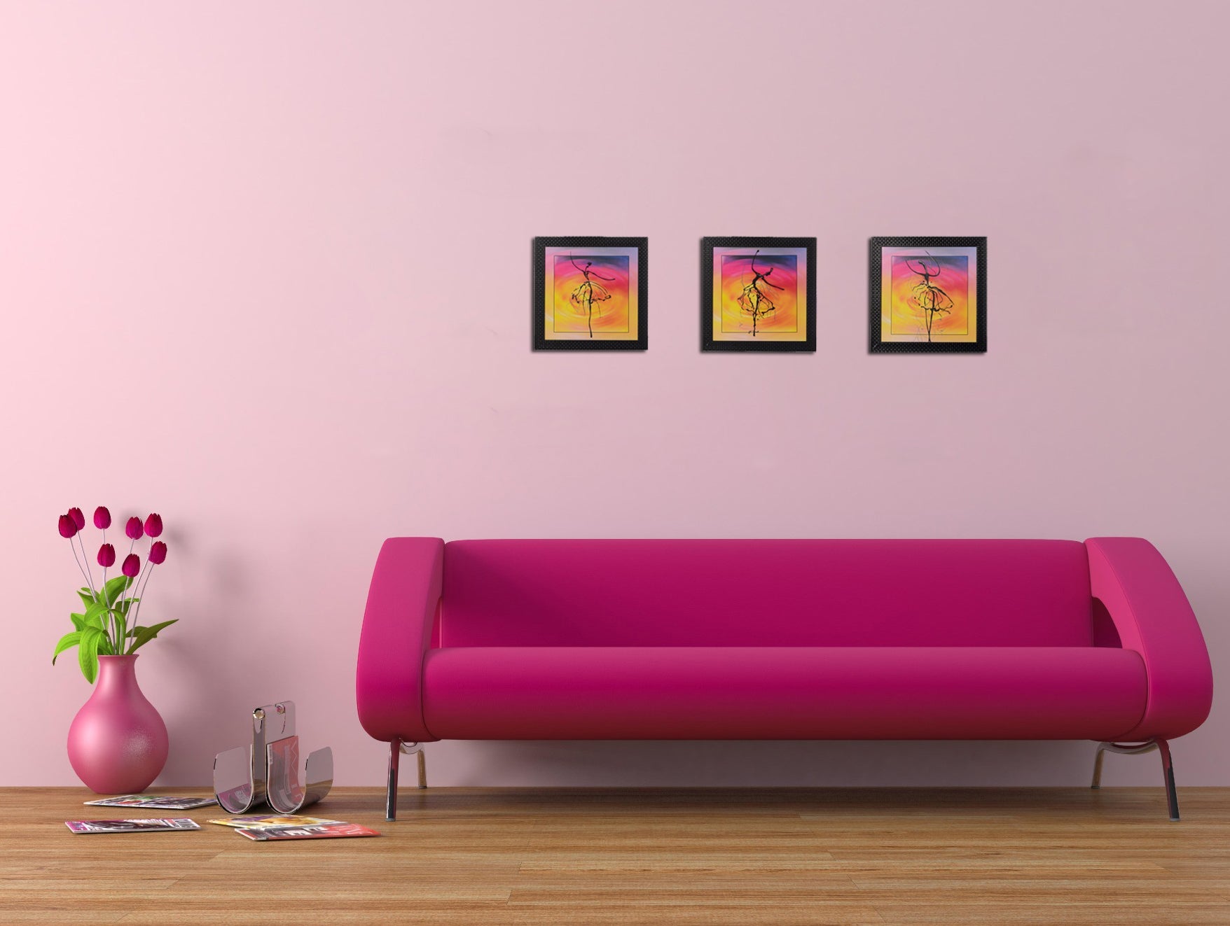 Set of 3 Dancing Girl Pose Satin Matt Texture UV Art Painting Kafalo