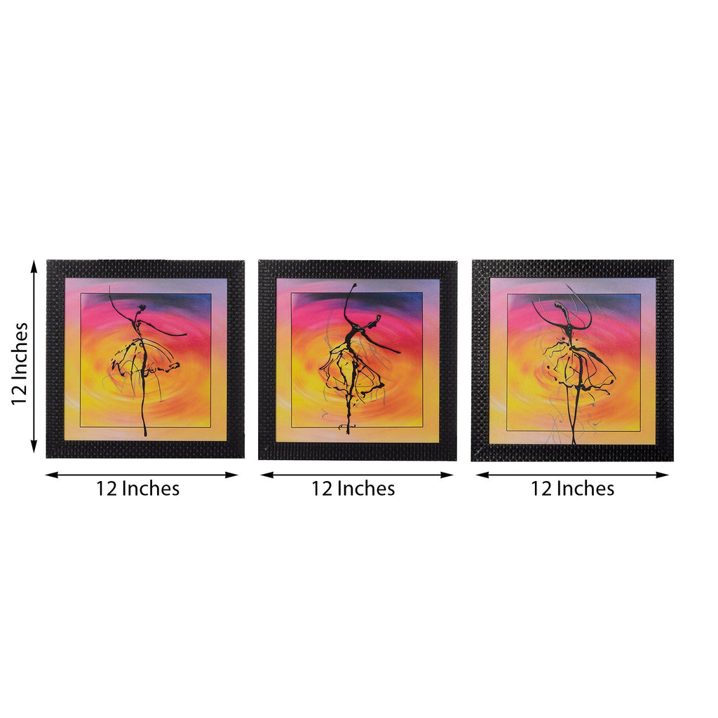 Set of 3 Dancing Girl Pose Satin Matt Texture UV Art Painting Kafalo