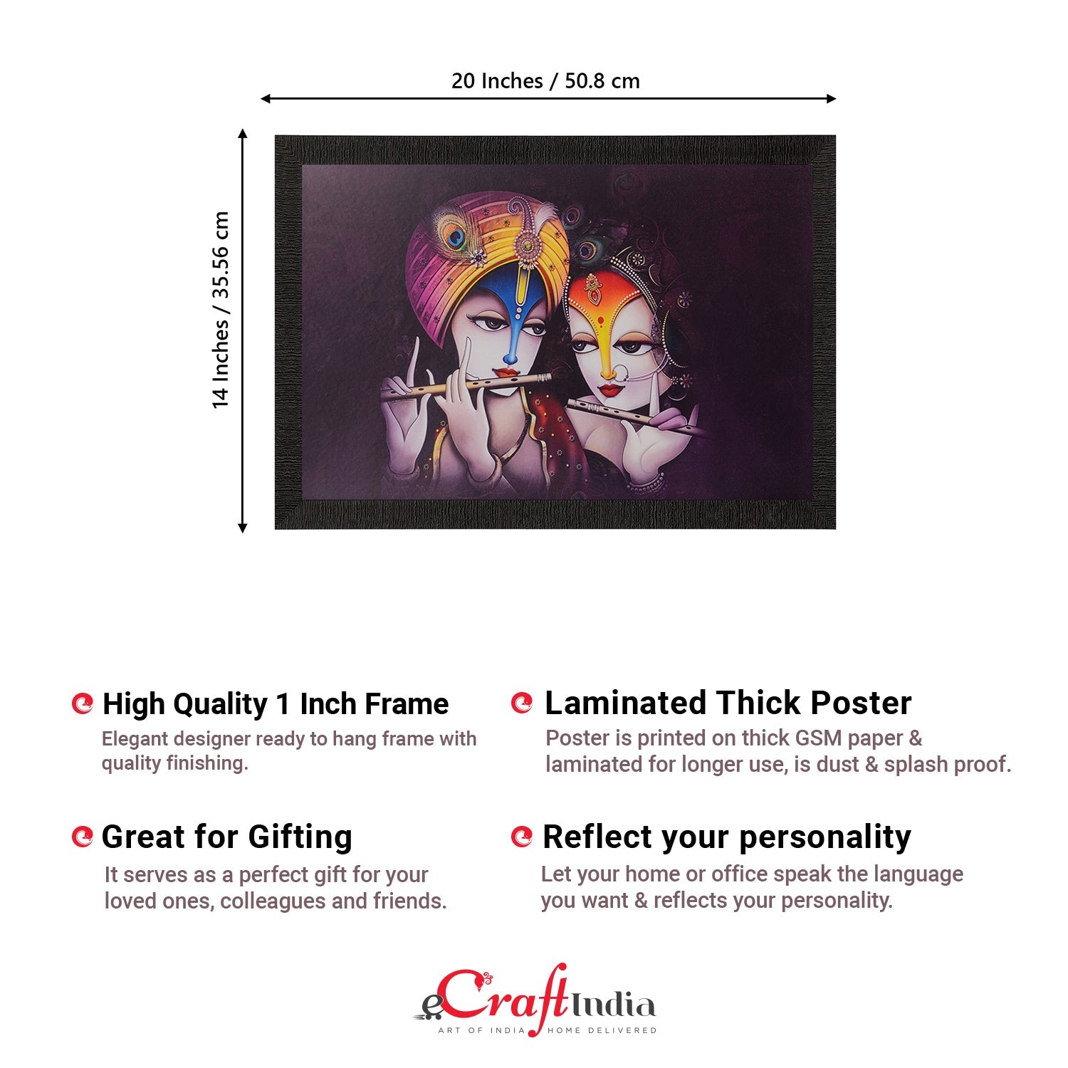 Radha Krishna Painting Digital Printed Religious Wall Art Kafalo