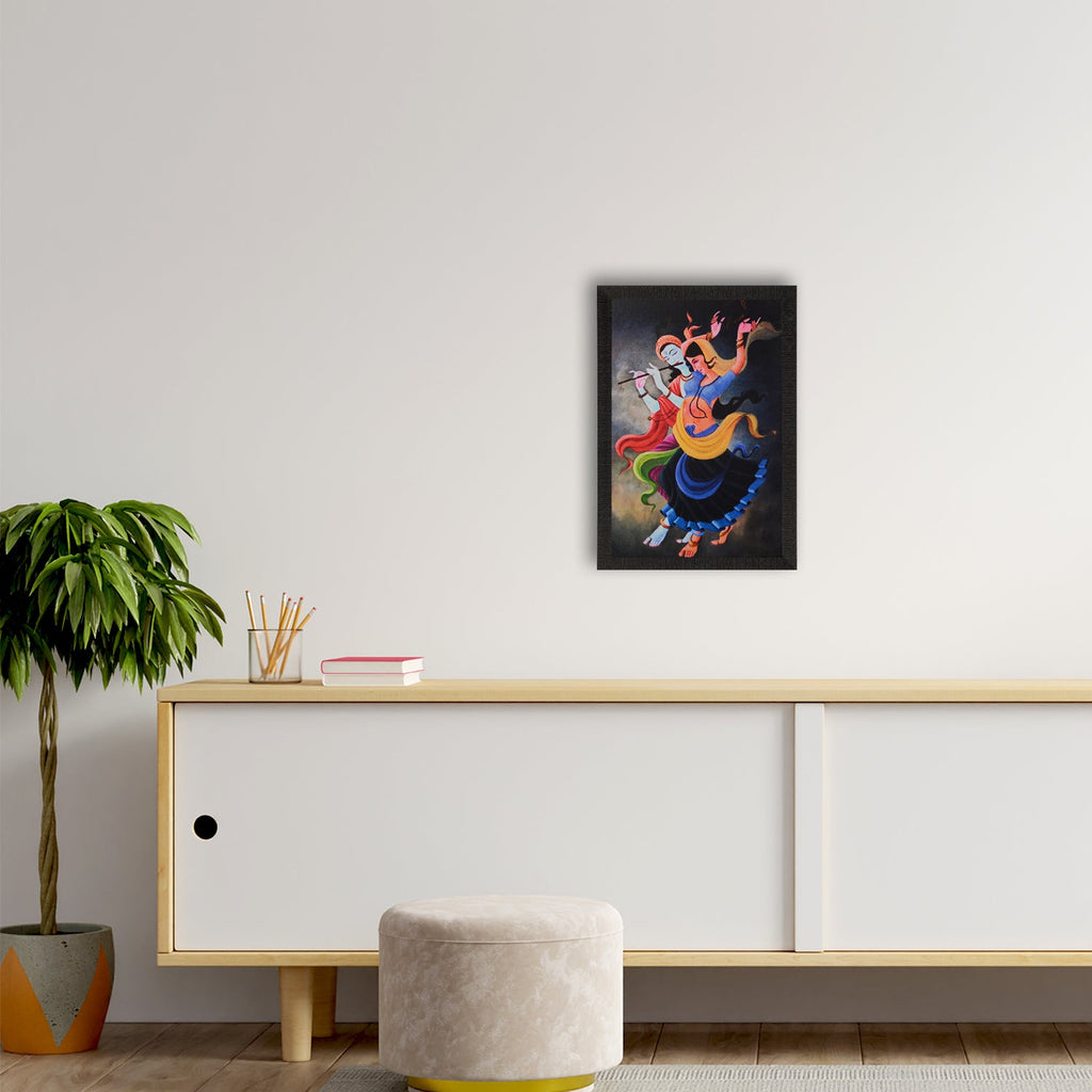 Dancing Radha Krishna Painting Digital Printed Wall Art Kafalo
