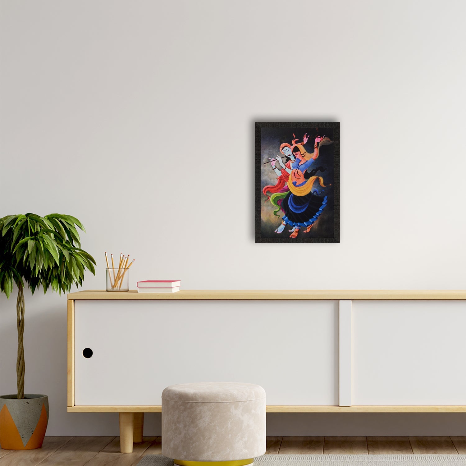Dancing Radha Krishna Painting Digital Printed Wall Art Kafalo
